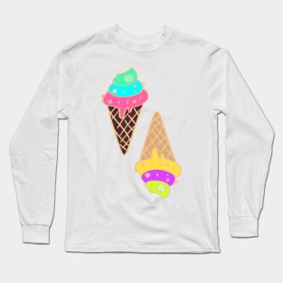 Twisted ice cream with waffle cone and sprinkles on top, gelato cartoon Long Sleeve T-Shirt